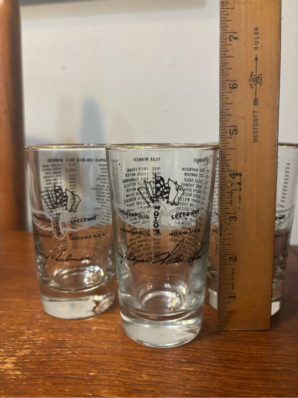 Vintage Tony Hulman Indianapolis Motor Speedway Glasses - Set of 3